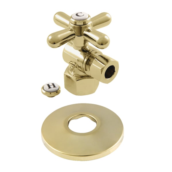 1/2" FIPx3/8" OD Comp Quarter-Turn Angle Stop Valve W/ Flange, Brass